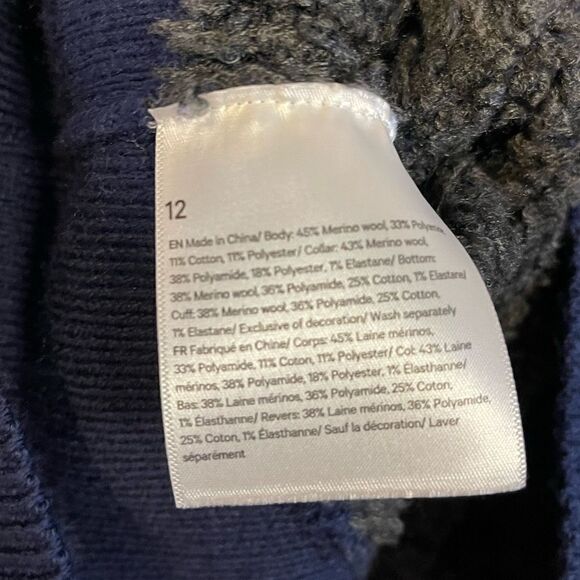 Lululemon Ombré Knit Textured Wool Blend Turtleneck Sweater | SZ 12 Bone/Blue - Picture 11 of 16